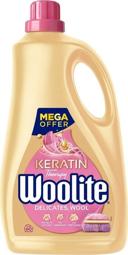 Woolite Skalbimo skystis švelniems audiniams ir vilnai su keratinu 3,6 l