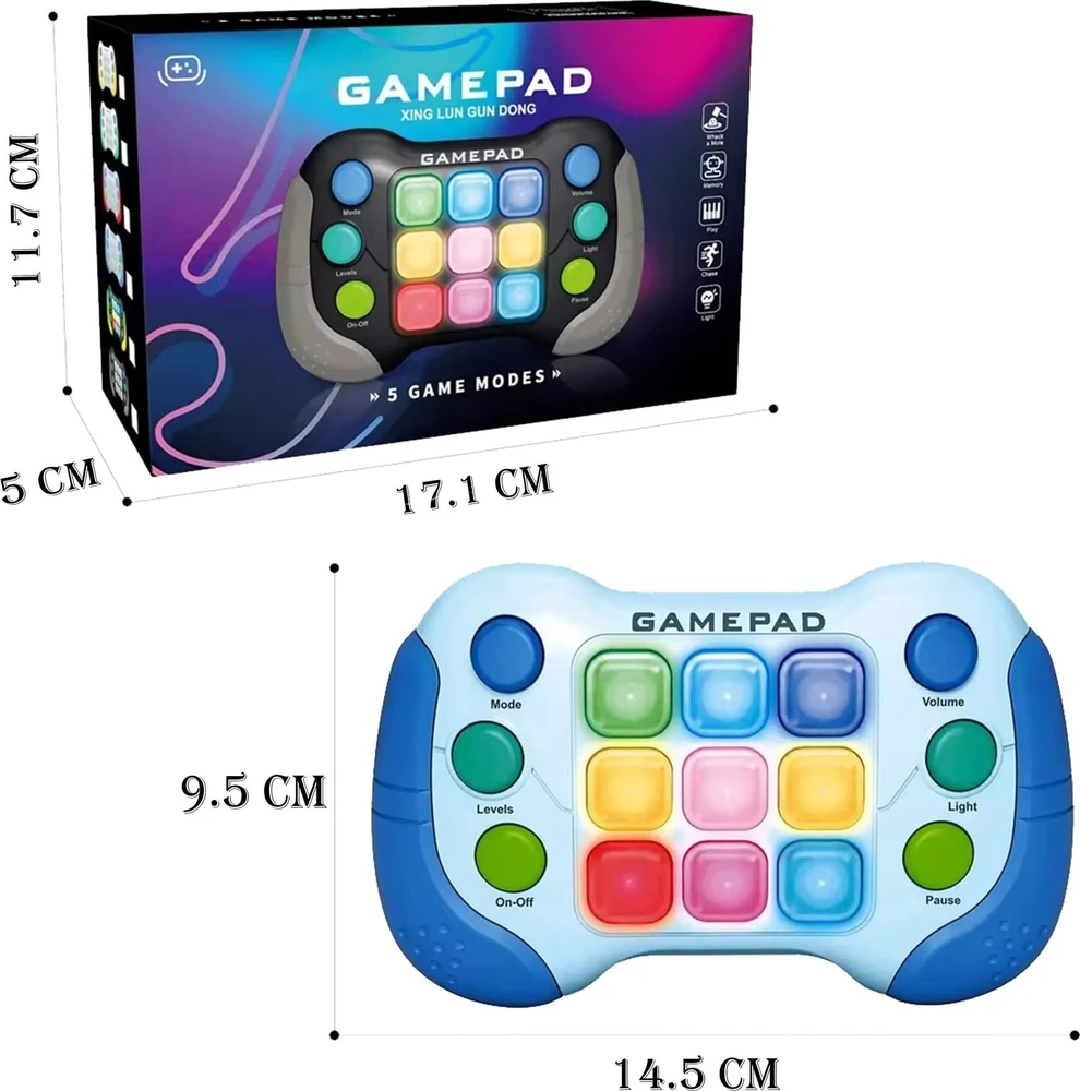 WOOPIE Elektroninė Įgūdžių Žaidimų Sėdimoji Pop-It Fidget Toy Gamepad Mėlyna