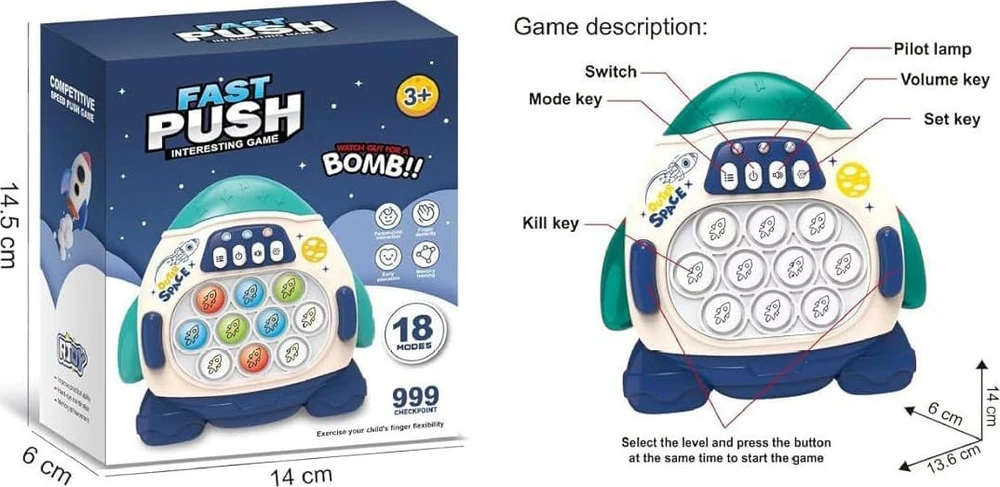 WOOPIE 52289 Žaidimas Rocket POP-it mėlynas