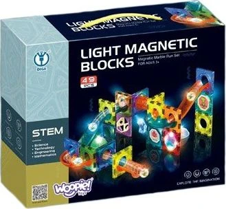 WOOPIE Magnetiniai Blokai Kulkų Trasa Su Šviesa 49 vnt.