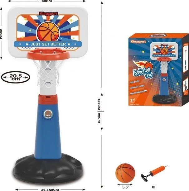 Krepšinio Rinkinys WOOPIE Reguliuojamas 99 - 125 cm + Kamuolys + Pompa
