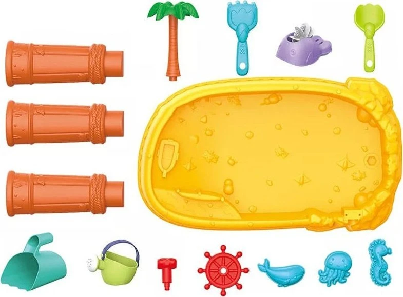WOOPIE Smėlio ir Vandens Stalas 2in1 Piratų Laivas su 8 Priedais