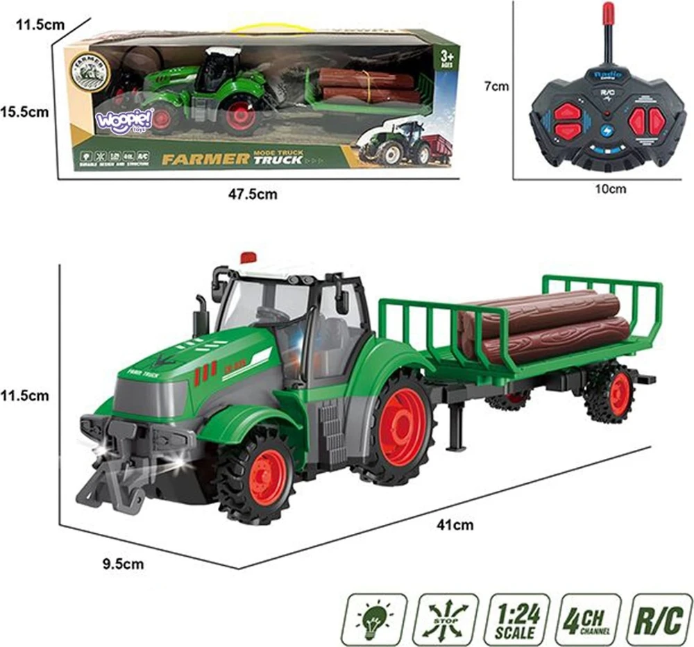 WOOPIE Traktorius su Priekaba RC - 1:24