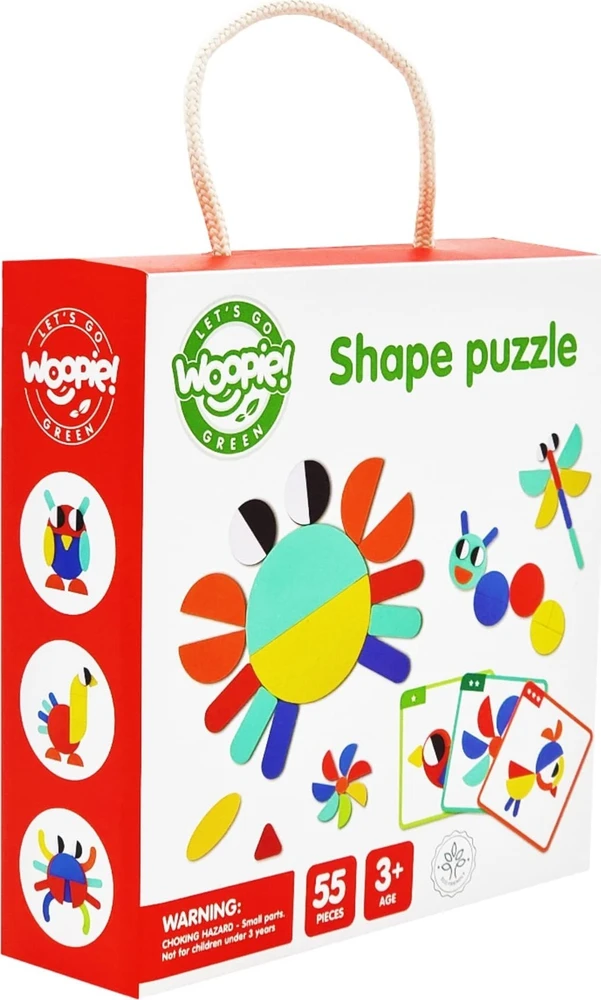 Medinė Montessori dėlionė WOOPIE Žalias 55vnt