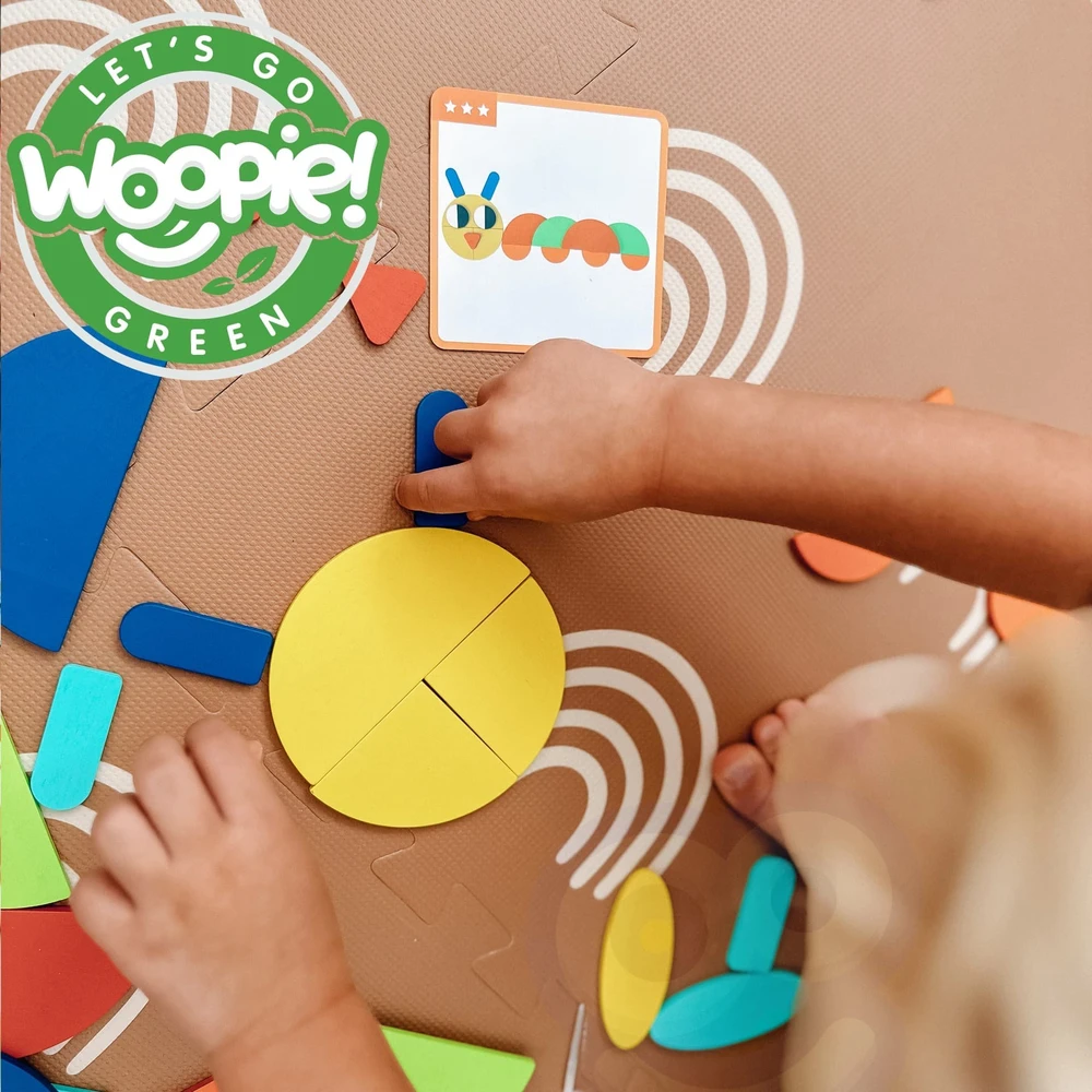 Medinė Montessori dėlionė WOOPIE Žalias 55vnt