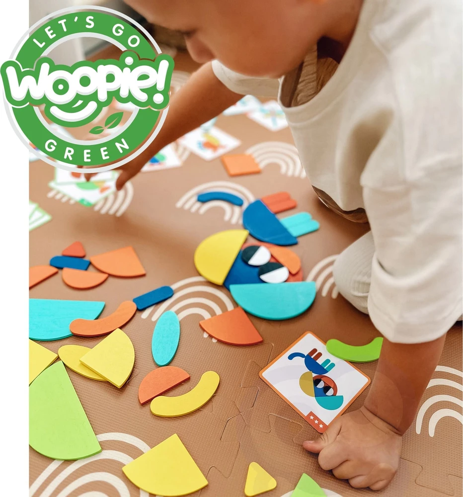 Medinė Montessori dėlionė WOOPIE Žalias 55vnt