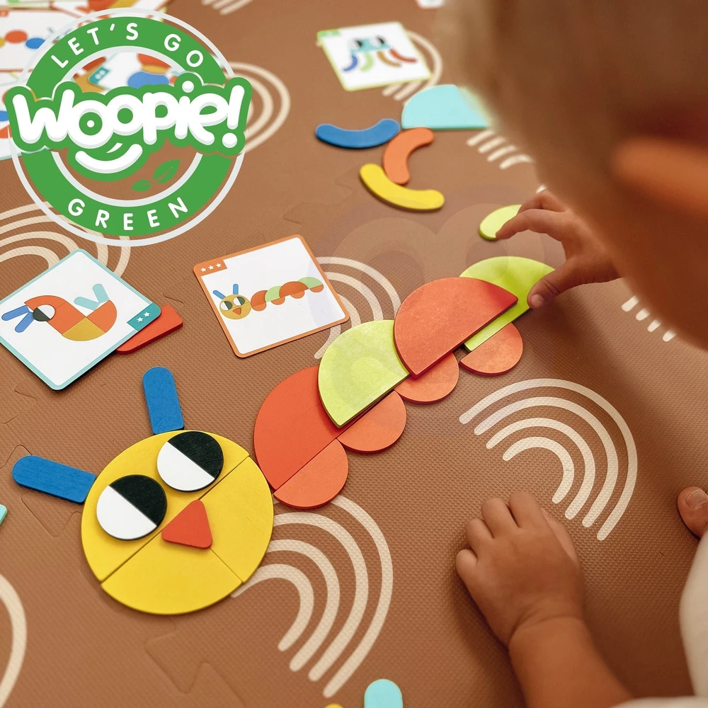 Medinė Montessori dėlionė WOOPIE Žalias 55vnt