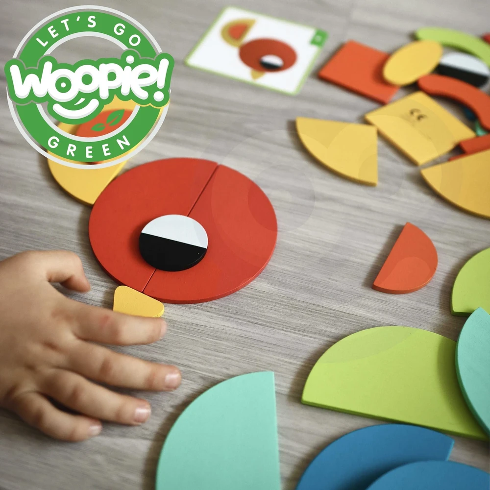 Medinė Montessori dėlionė WOOPIE Žalias 55vnt