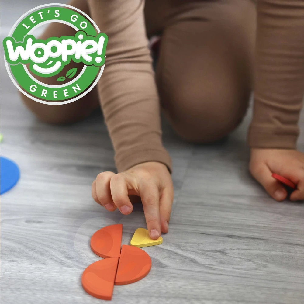 Medinė Montessori dėlionė WOOPIE Žalias 55vnt