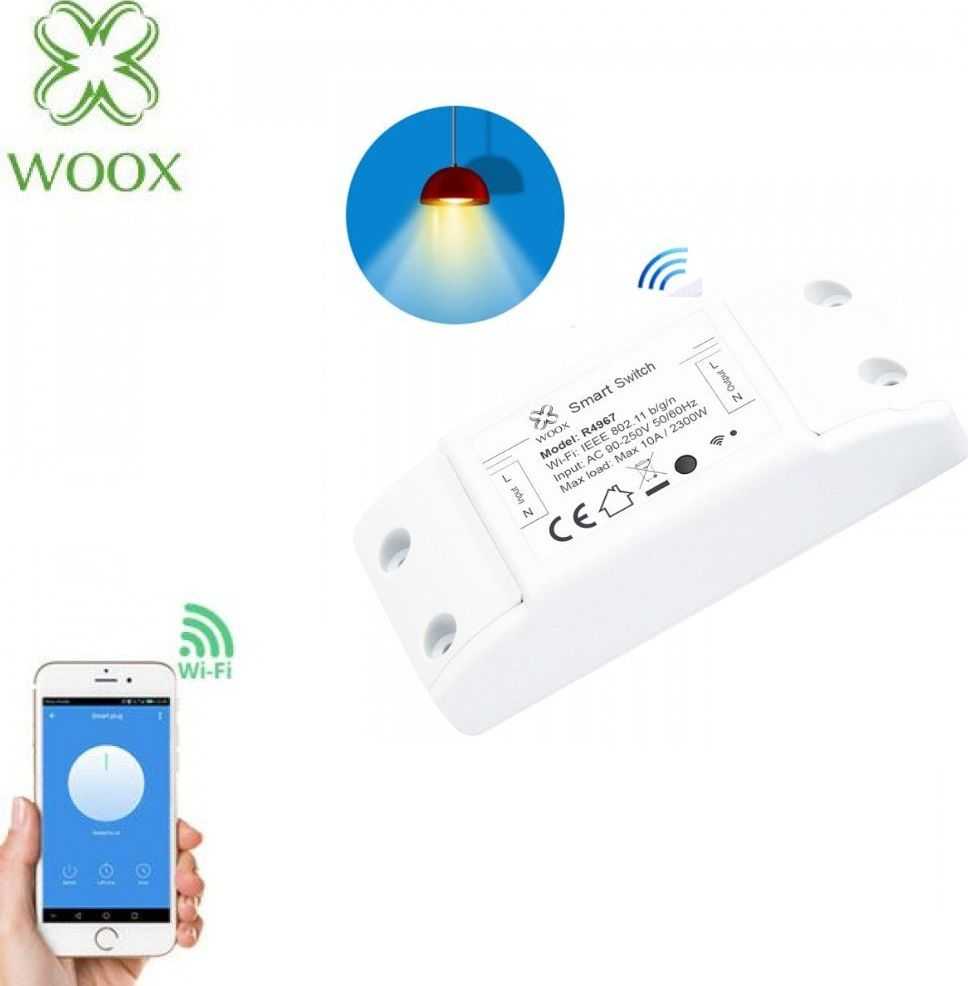 Išmanusis DIY jungiklis, 230VAC, 10A, 2200W, valdomas Wi-Fi, TUYA, WOOX