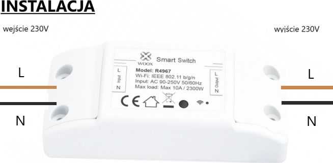 Išmanusis DIY jungiklis, 230VAC, 10A, 2200W, valdomas Wi-Fi, TUYA, WOOX