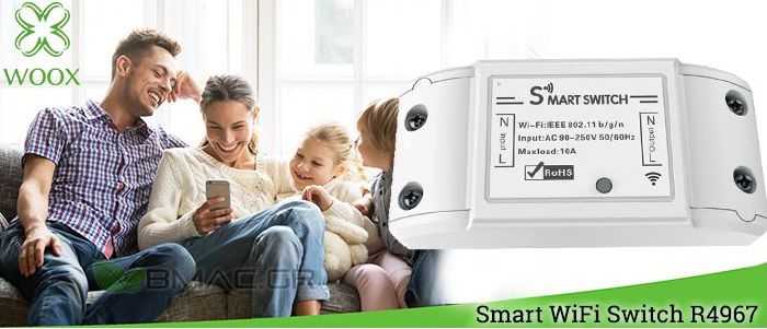 Išmanusis DIY jungiklis, 230VAC, 10A, 2200W, valdomas Wi-Fi, TUYA, WOOX