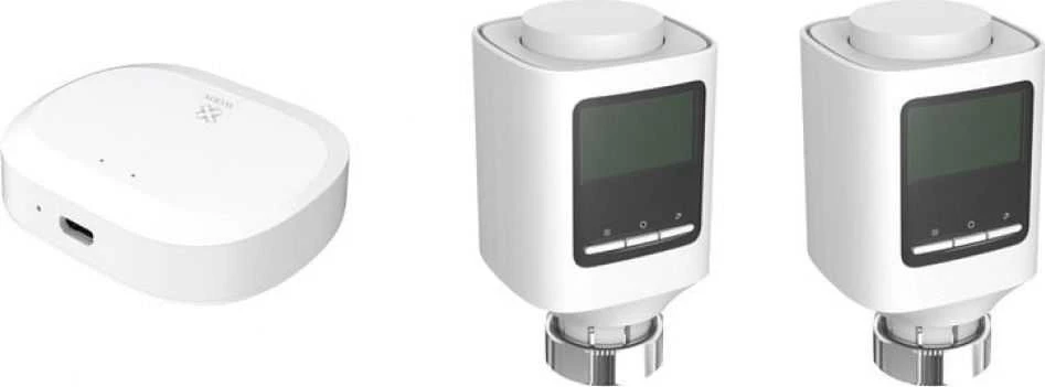 Išmanių termostatų komplektas, 2x termostatai + ZigBee - Wi-Fi stotelė, TUYA, valdomas programėle, WOOX