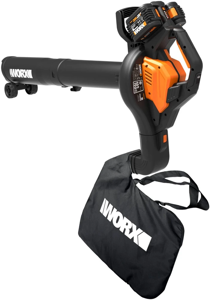 Akumuliatorinis lapų siurblys-pūstuvas Worx WG583E; 2x20 V; 2x4,0 Ah akum.