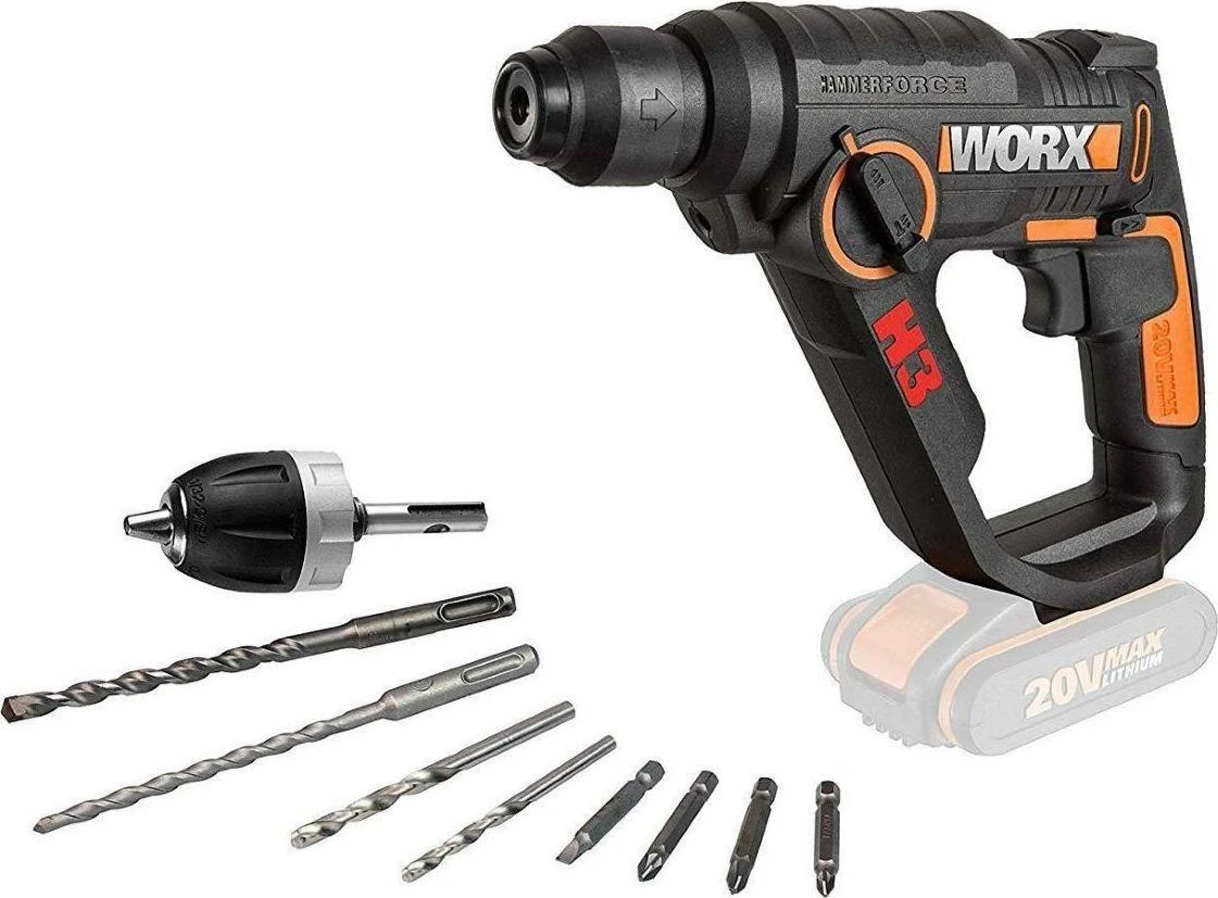 Akumuliatorinis perforatorius WORX WX390.9 be akumuliatorius ir kroviklio
