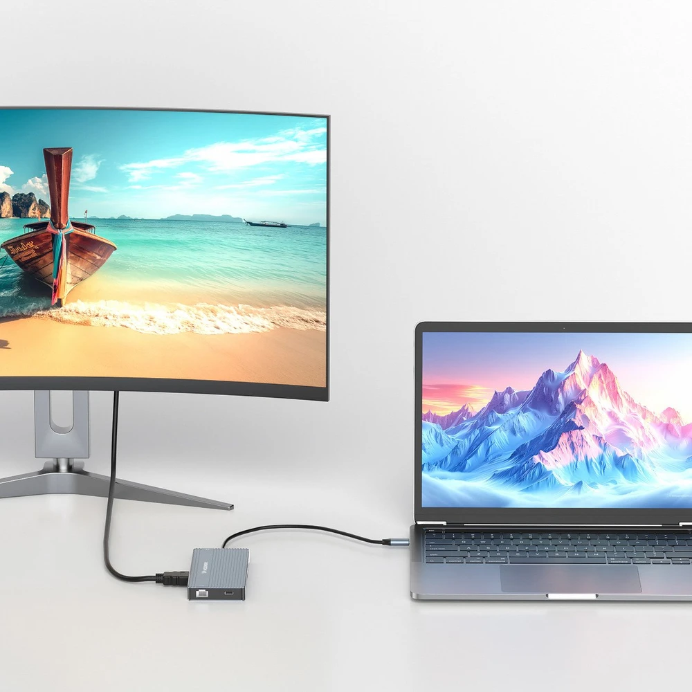 USB-C šakotuvas 14-in-1 Wozinsky WDS03Y5S daugiafunkcis, aliuminis, 3 monitoriams, su 15 cm laidu – pilkas
