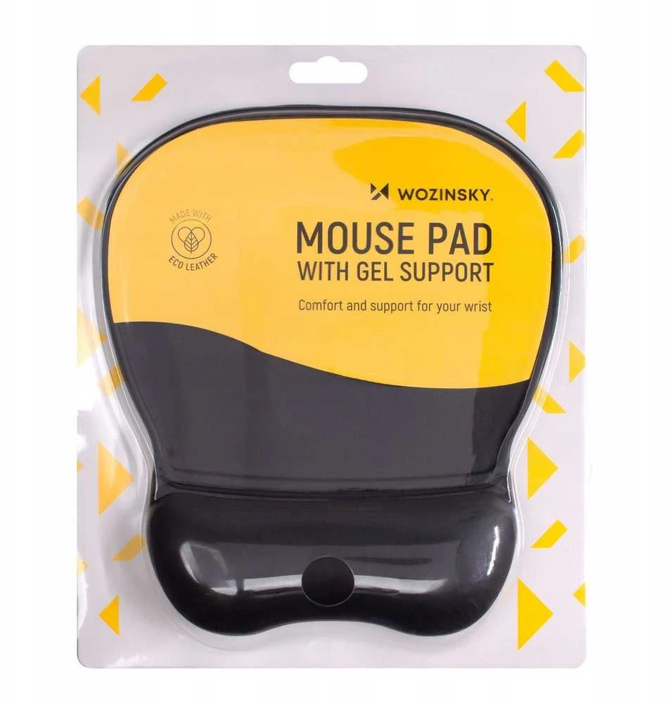 Wozinsky Ergonomic Pelės kilimėlis and Riešo atrama Gel Eco Leather Large Anti-Slip – juodos spalvos