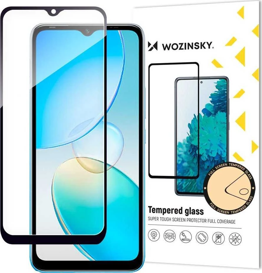 Wozinsky Grūdintas stiklas 9H na cały ekran Infinix Hot 12i su ramką Case Friendly juoda