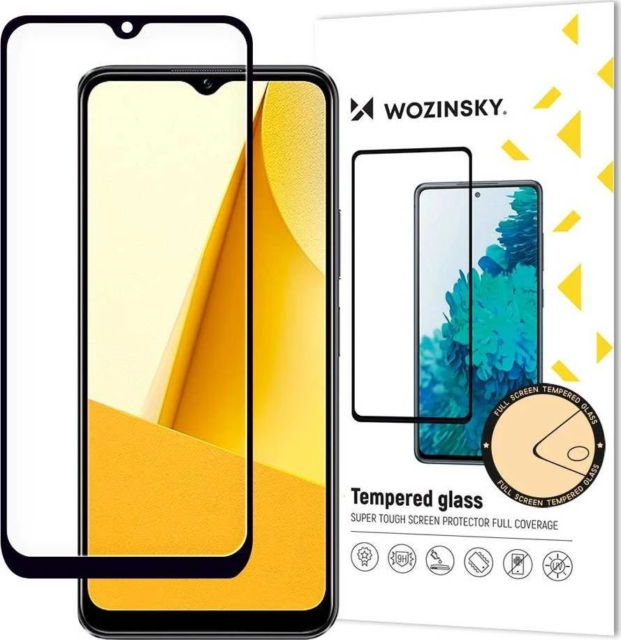 Wozinsky Grūdintas stiklas 9H na cały ekran Vivo Y16 / Y02s su ramką Case Friendly juoda