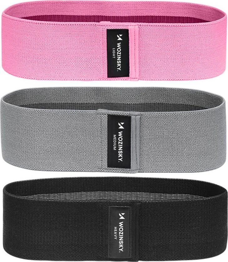 Wozinsky rinkinys iš 3x audinio atsparumo juostų Atsparios mini juostos jogai Crossfit Fitness (WFB-01)