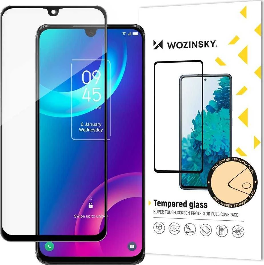 Wozinsky Patvarus grūdintas stiklas 9H visam ekranui TCL 30 5G su rėmeliu Case Friendly juoda