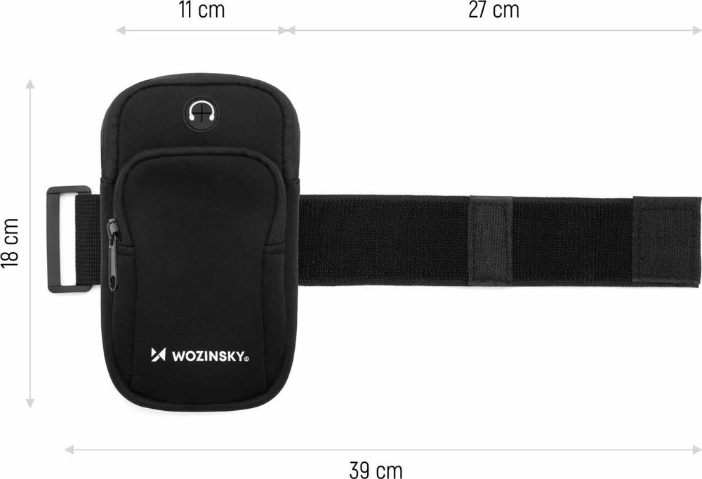 Wozinsky bėgimo telefono dėklas ant rankos juodos spalvos (WABBK1)