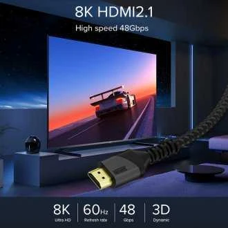HDMI Laidas - Newell HDMI 2.1 8K 60Hz 2m Nailono Apsauga