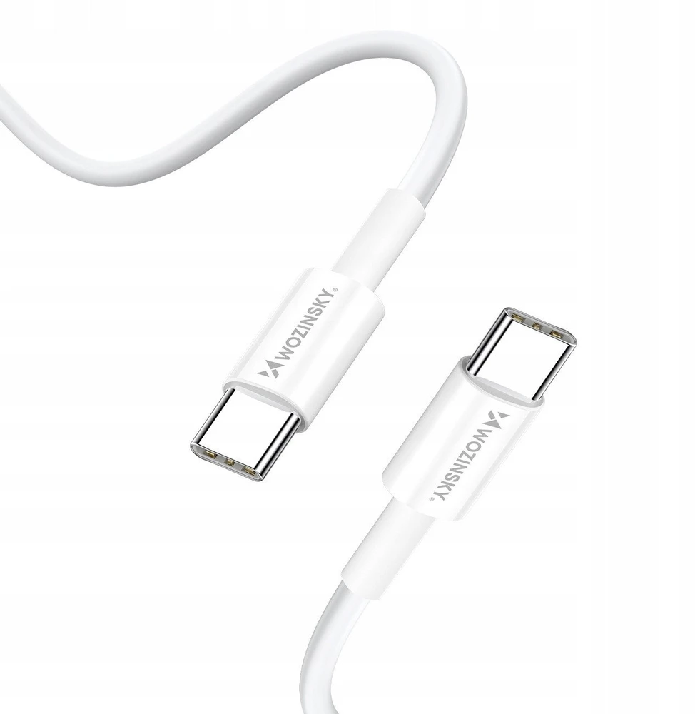 Wozinsky GaN 65W Charger su 2xUSB-C USB Ports su 65W CC kabelis – baltos spalvos