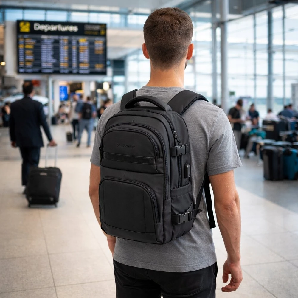 Wozinsky WPW-20L Backpack with Nešiojamas kompiuteris Pocket for 15" Travel 40x20x25 cm for Hand Luggage - Juodas