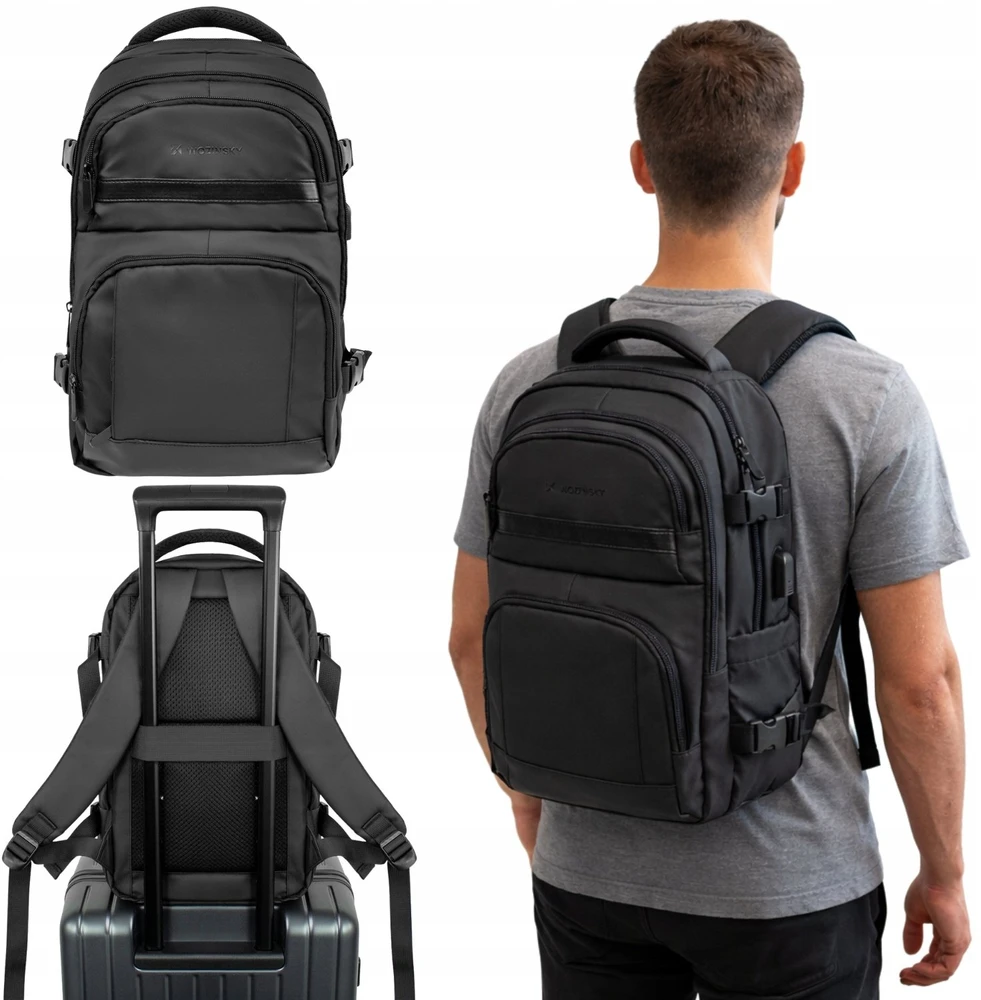 Wozinsky WPW-20L Backpack with Nešiojamas kompiuteris Pocket for 15" Travel 40x20x25 cm for Hand Luggage - Juodas