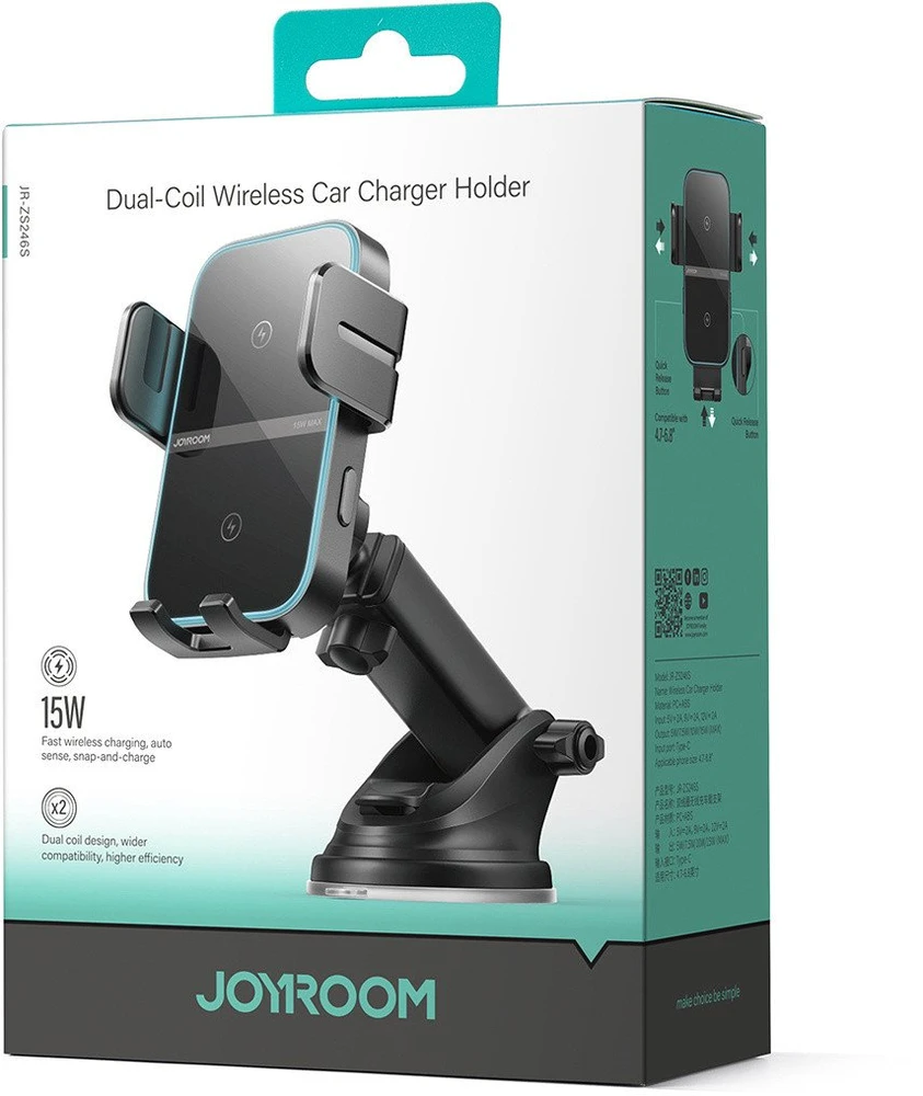 Joyroom JR-ZS246 S indukcinio įkroviklio laikiklis prietaisų skydeliui – juodas