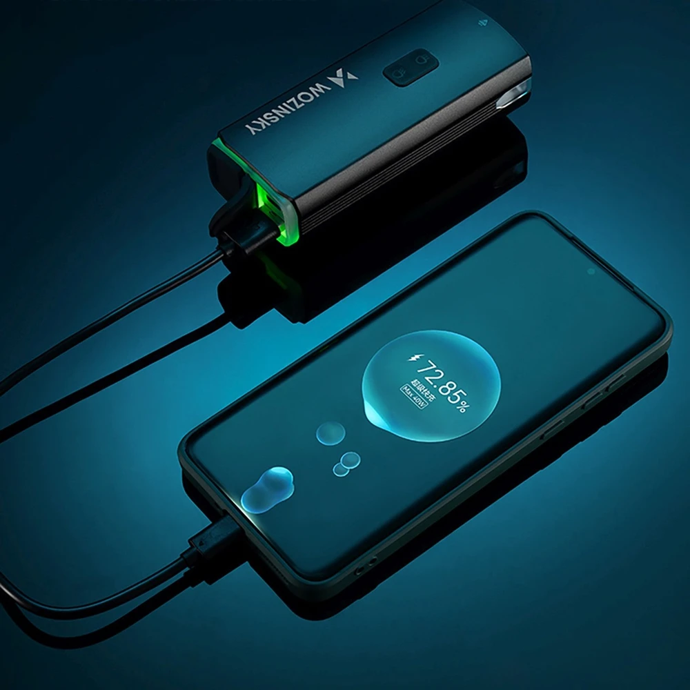 Wozinsky priekinis dviračio žibintas + USB-C kabelis (3000 lm) – juodos spalvos