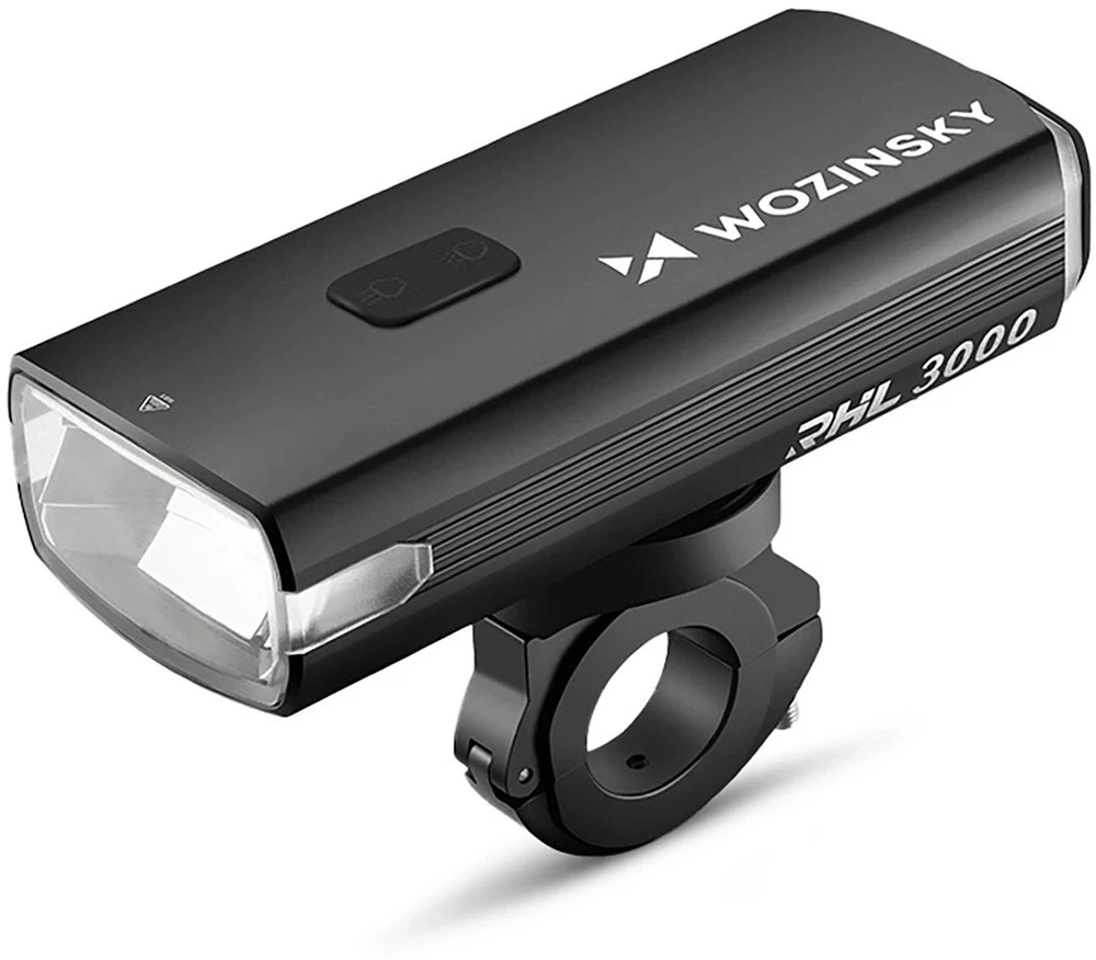 Wozinsky priekinis dviračio žibintas + USB-C kabelis (3000 lm) – juodos spalvos