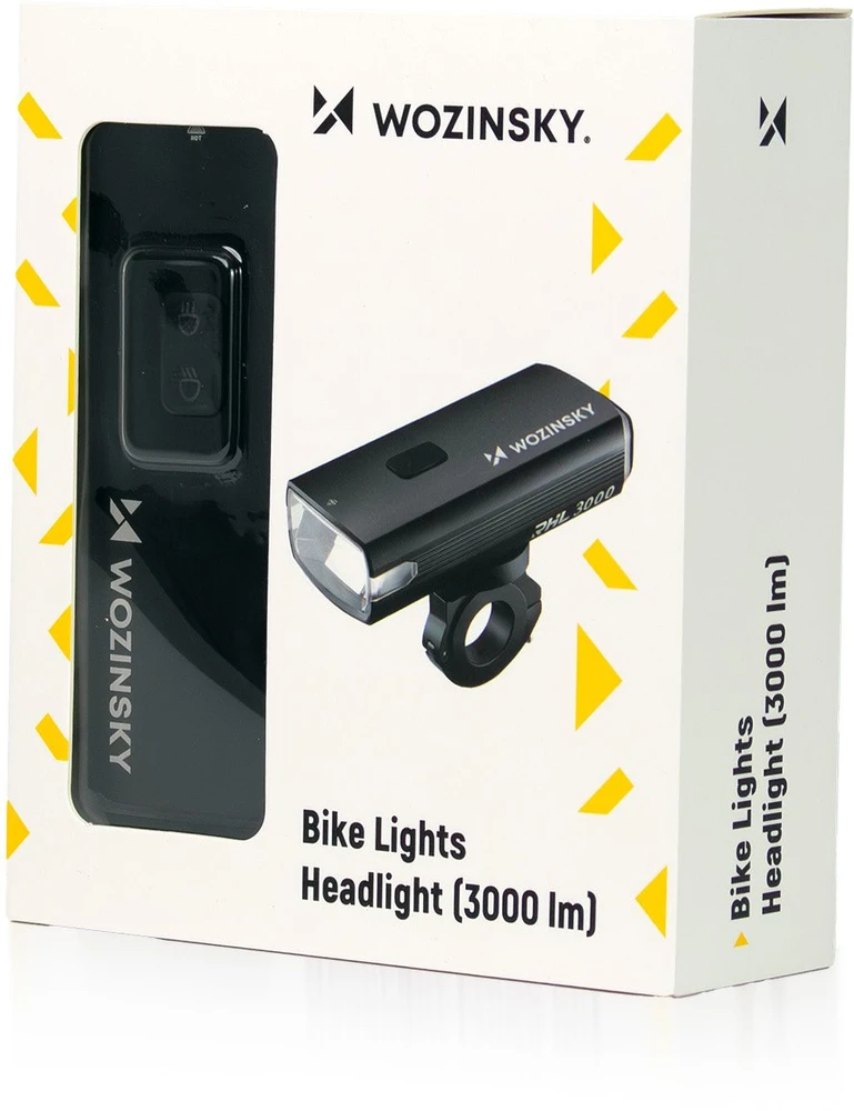 Wozinsky priekinis dviračio žibintas + USB-C kabelis (3000 lm) – juodos spalvos