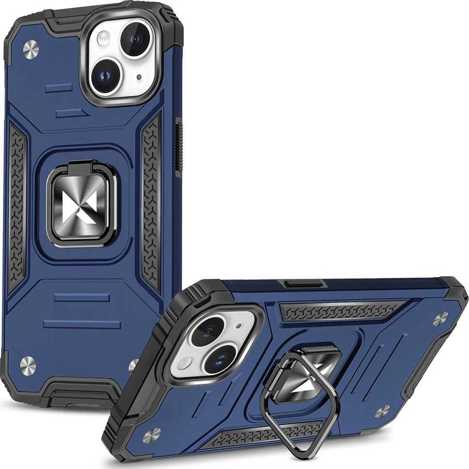 Dėklas Wozinsky Pancerne etui su laikikliu na palec do iPhone 15 Plus Ring Armor mėlyna