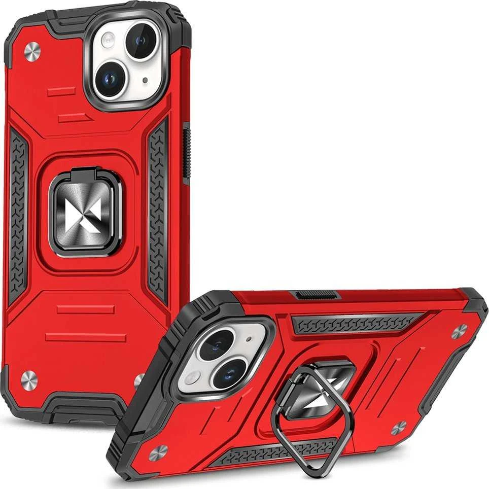 Dėklas Wozinsky Pancerne etui su laikikliu na palec do iPhone 15 Plus Ring Armor raudona