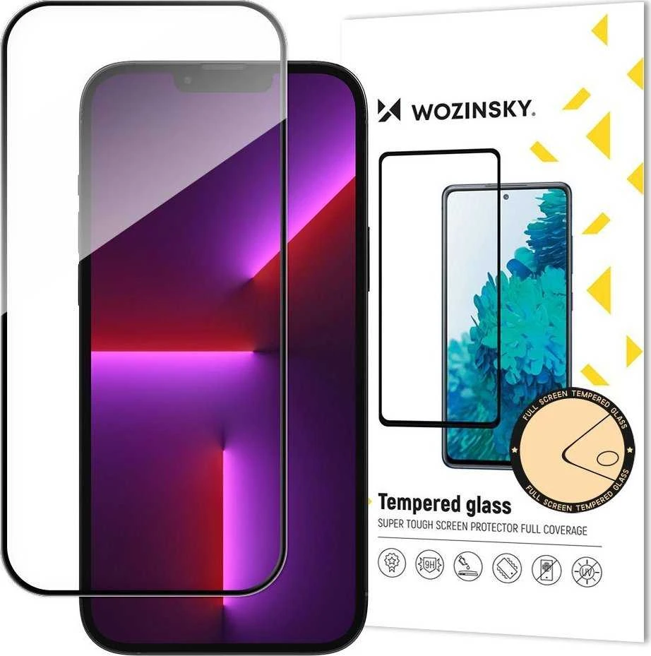 Itin patvarus viso ekrano grūdintas stiklas su rėmeliu, patogus Wozinsky Full Glue iPhone 15 – juodas
