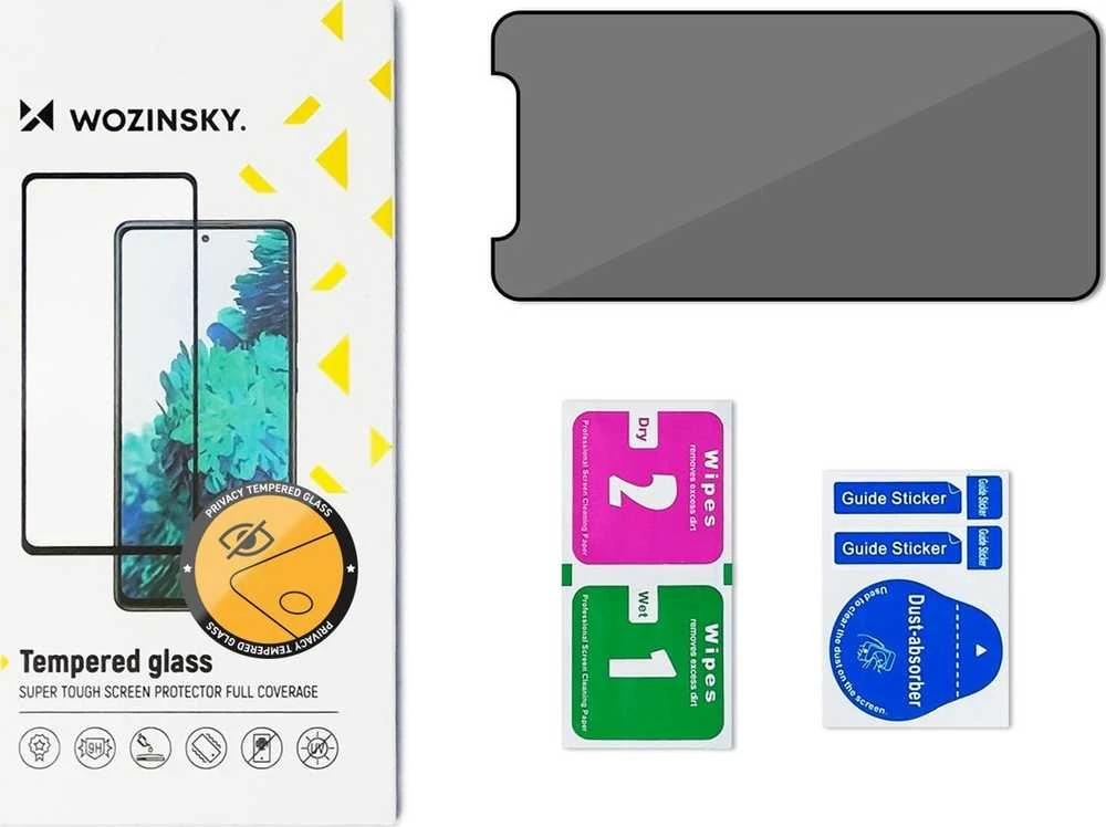 LCD apsauginis stikliukas "Wozinsky Privacy 5D Full Glue" Apple iPhone 15 Pro pritaikytas dėklui Anti Spy