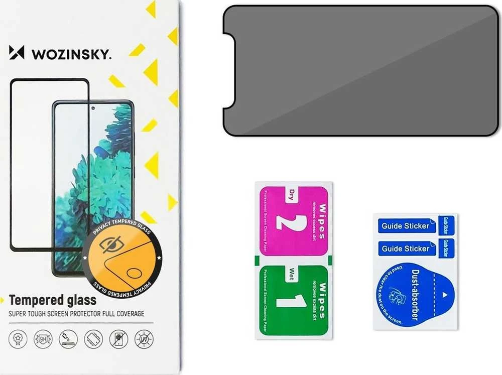 LCD apsauginis stikliukas "Wozinsky Privacy 5D Full Glue" Apple iPhone 14/13/13 Pro pritaikytas dėklui Anti Spy