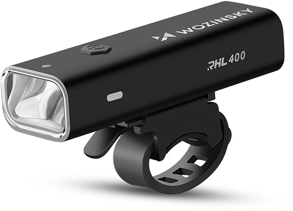Wozinsky WSBLB2 priekinis (400 lm) ir galinis USB-C dviračio žibintų komplektas – juodos spalvos