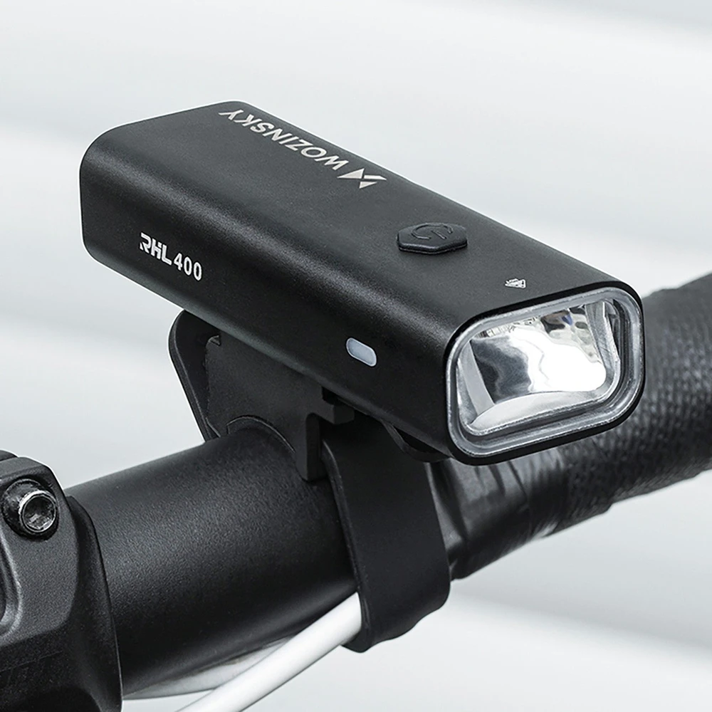 Wozinsky WSBLB2 priekinis (400 lm) ir galinis USB-C dviračio žibintų komplektas – juodos spalvos