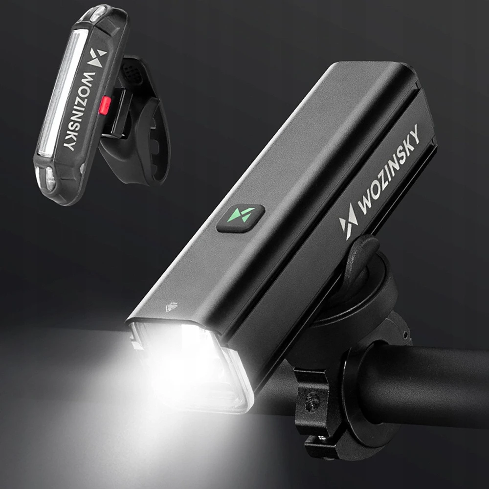 Wozinsky WSBLB3 priekinis (1000 lm) ir galinis USB-C dviračio žibintų komplektas – juodos spalvos