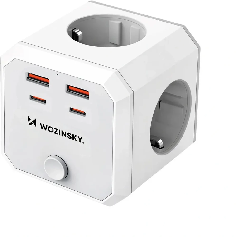 Wozinsky WRS-2B 4x AC 2x USB-A 2x USB-C 4000 W tinklo skirstytuvas su lempa - Baltas