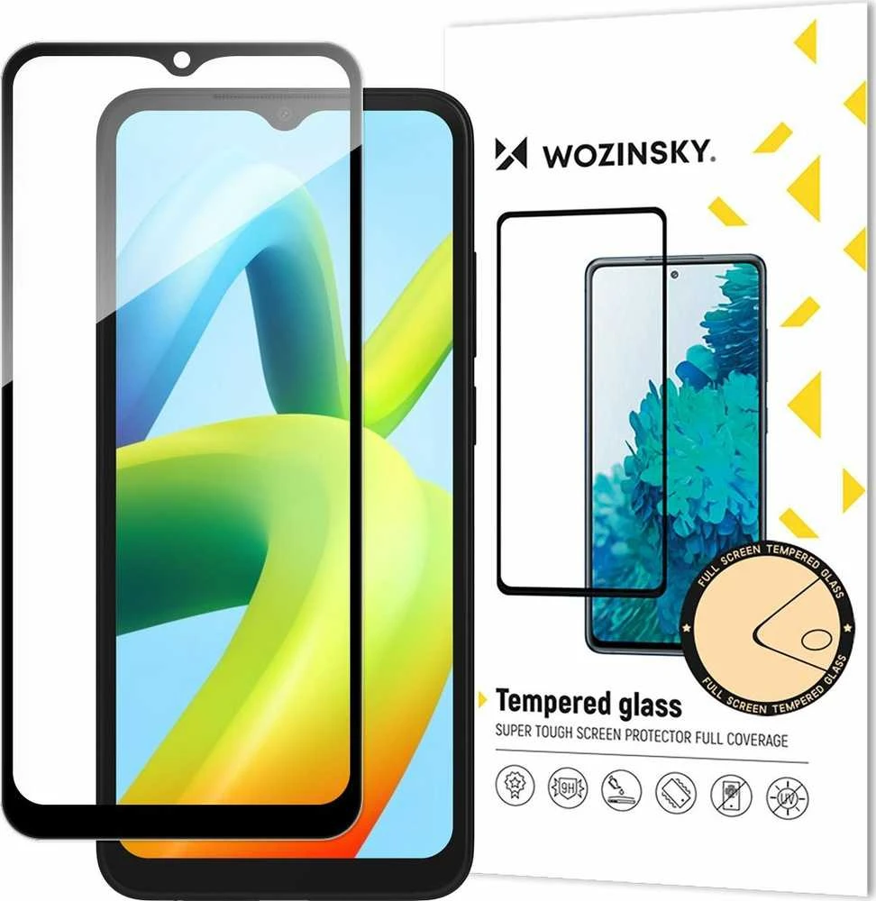 Wozinsky Grūdintas stiklas 9H viso ekrano Xiaomi Redmi A2 / Redmi A1 su juodu rėmeliu