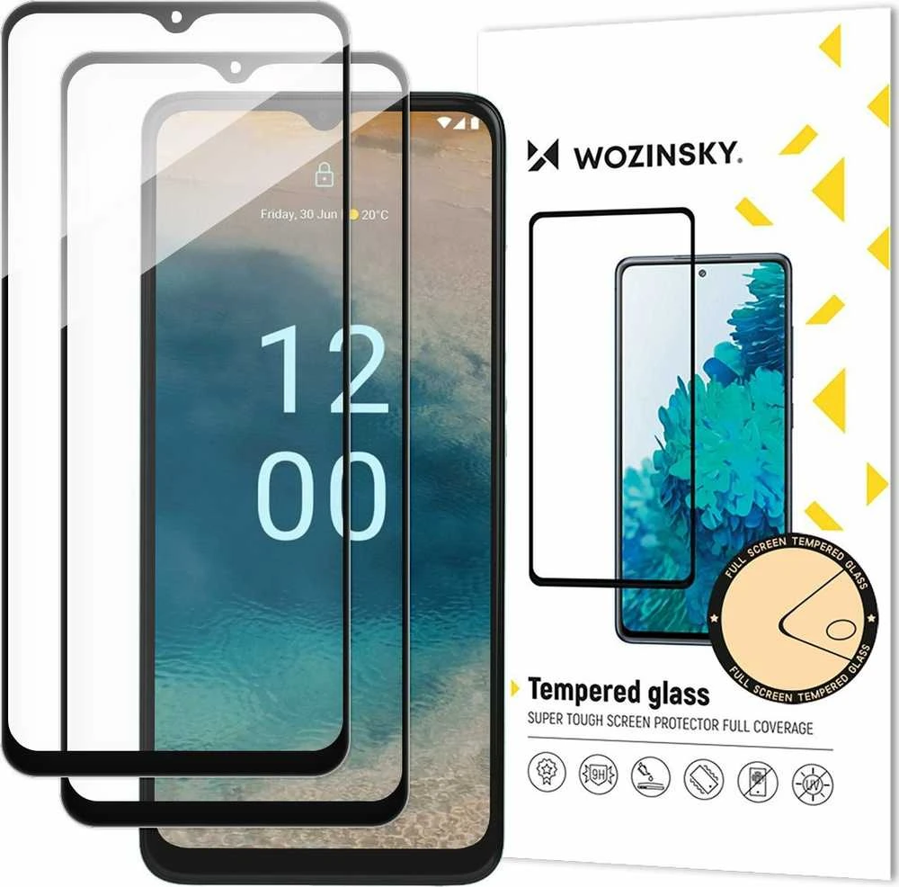 Wozinsky Rinkinys 2x Grūdintas stiklas 9H na cały ekran Nokia G22 su czarną ramką