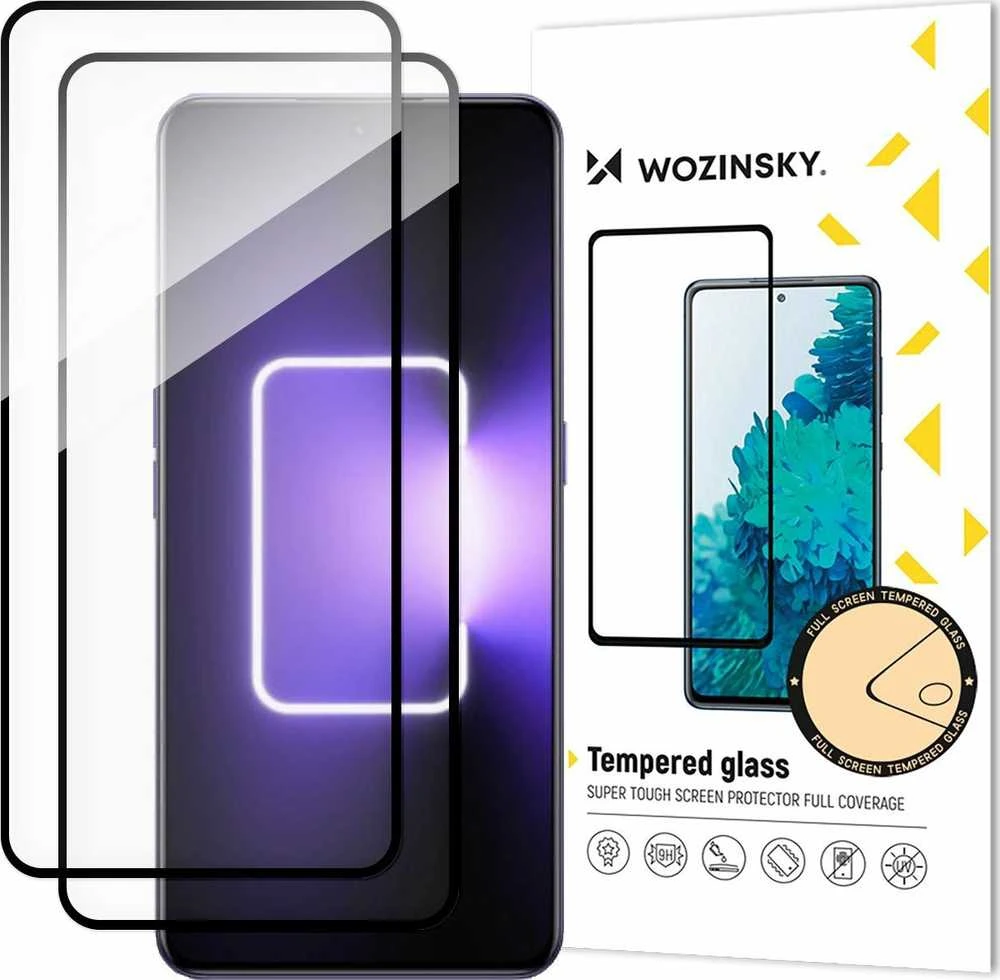 Rinkinys 2x Grūdintas stiklas 9H na cały ekran Realme GT Neo 5 / Realme GT3 su czarną ramką
