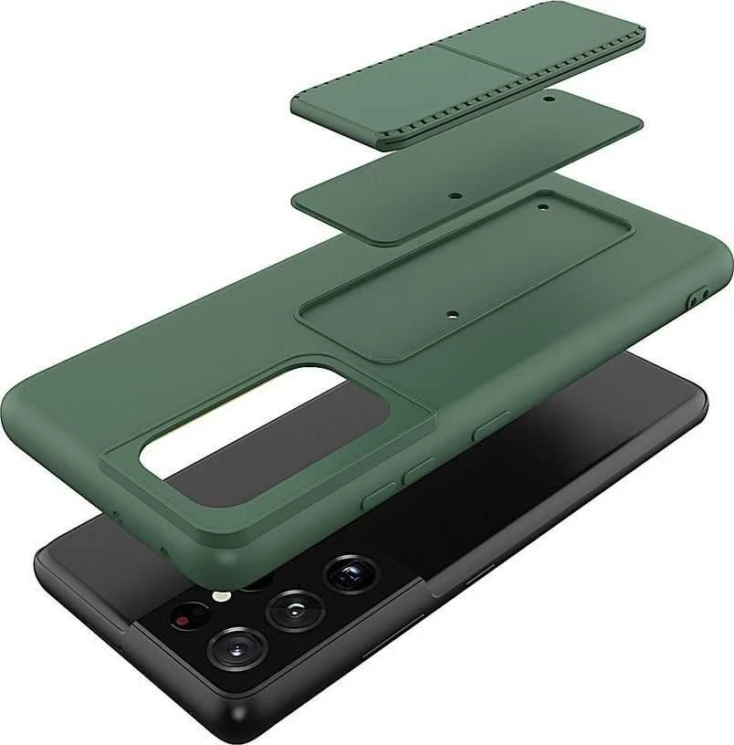 Wozinsky silikoninis dėklas su stovu „Samsung Galaxy S21 Ultra 5G Kickstand Case“, rožinis