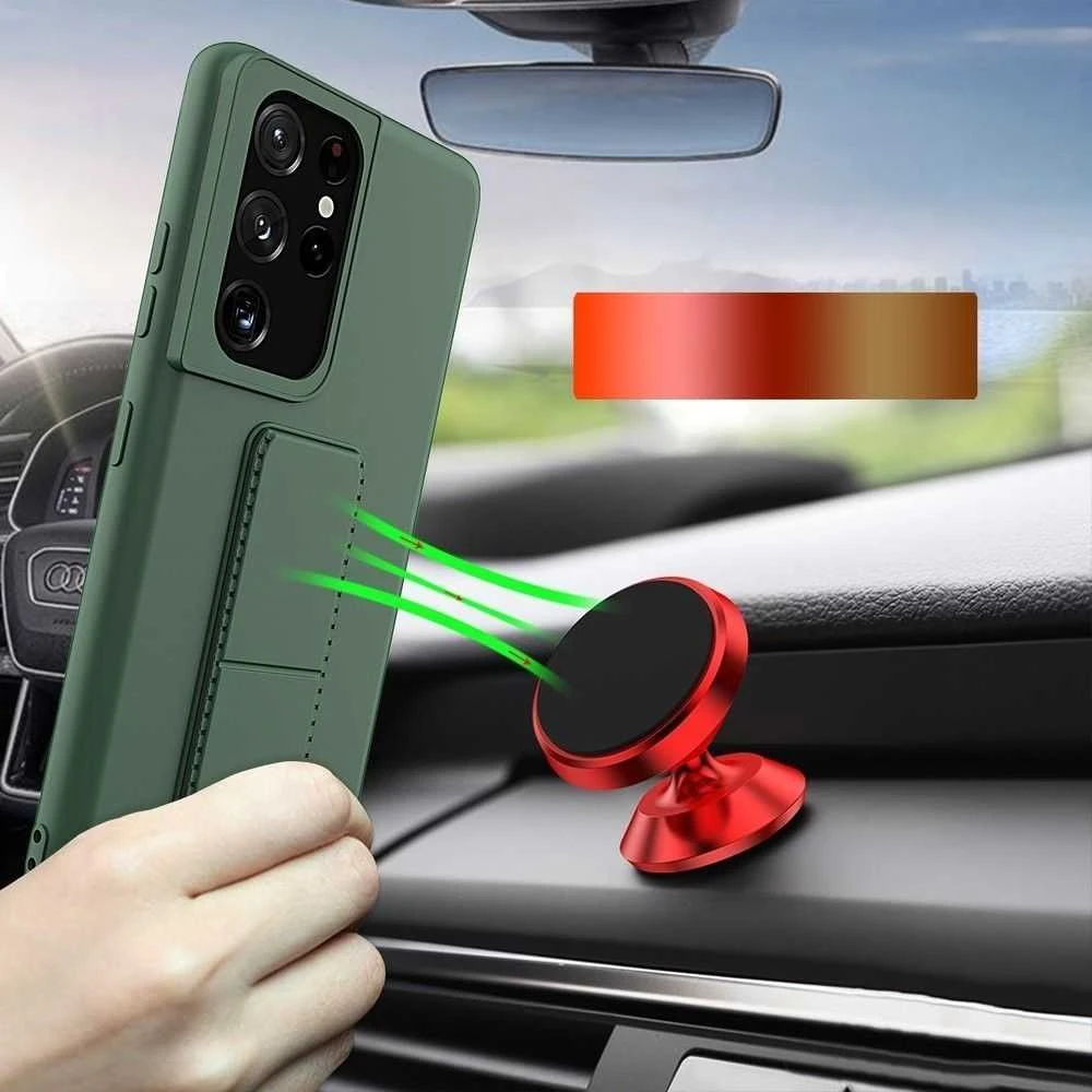 Wozinsky silikoninis dėklas su stovu „Samsung Galaxy S21 Ultra 5G Kickstand Case“, rožinis