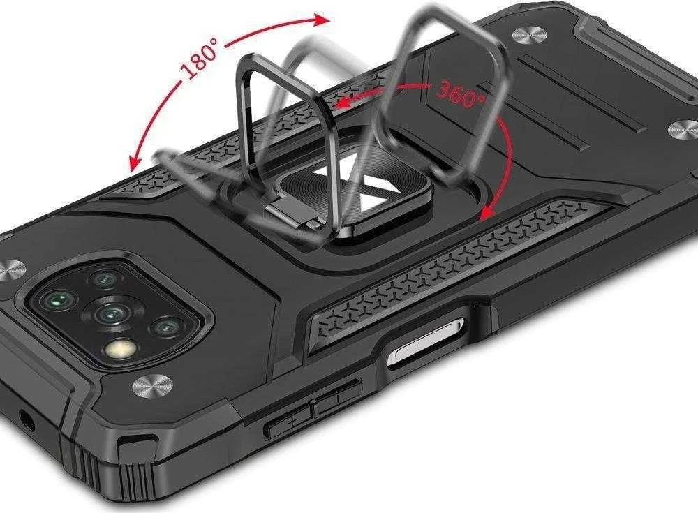 Dėklas Wozinsky Šarvuotas dėklo dangtelis + magnetinis laikiklis Samsung Galaxy A03s Ring Armor juodas