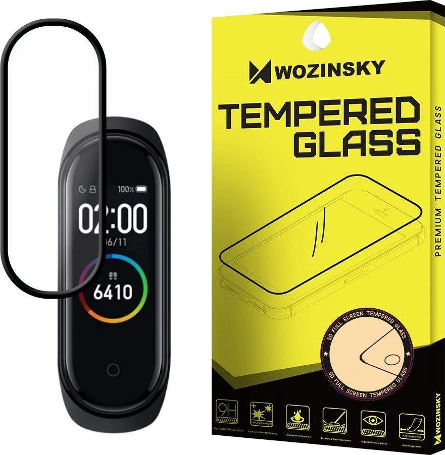 LCD apsauginis stikliukas Wozinsky 5D pritaikytas dėklui Xiaomi Mi Band 3/4 skaidrus